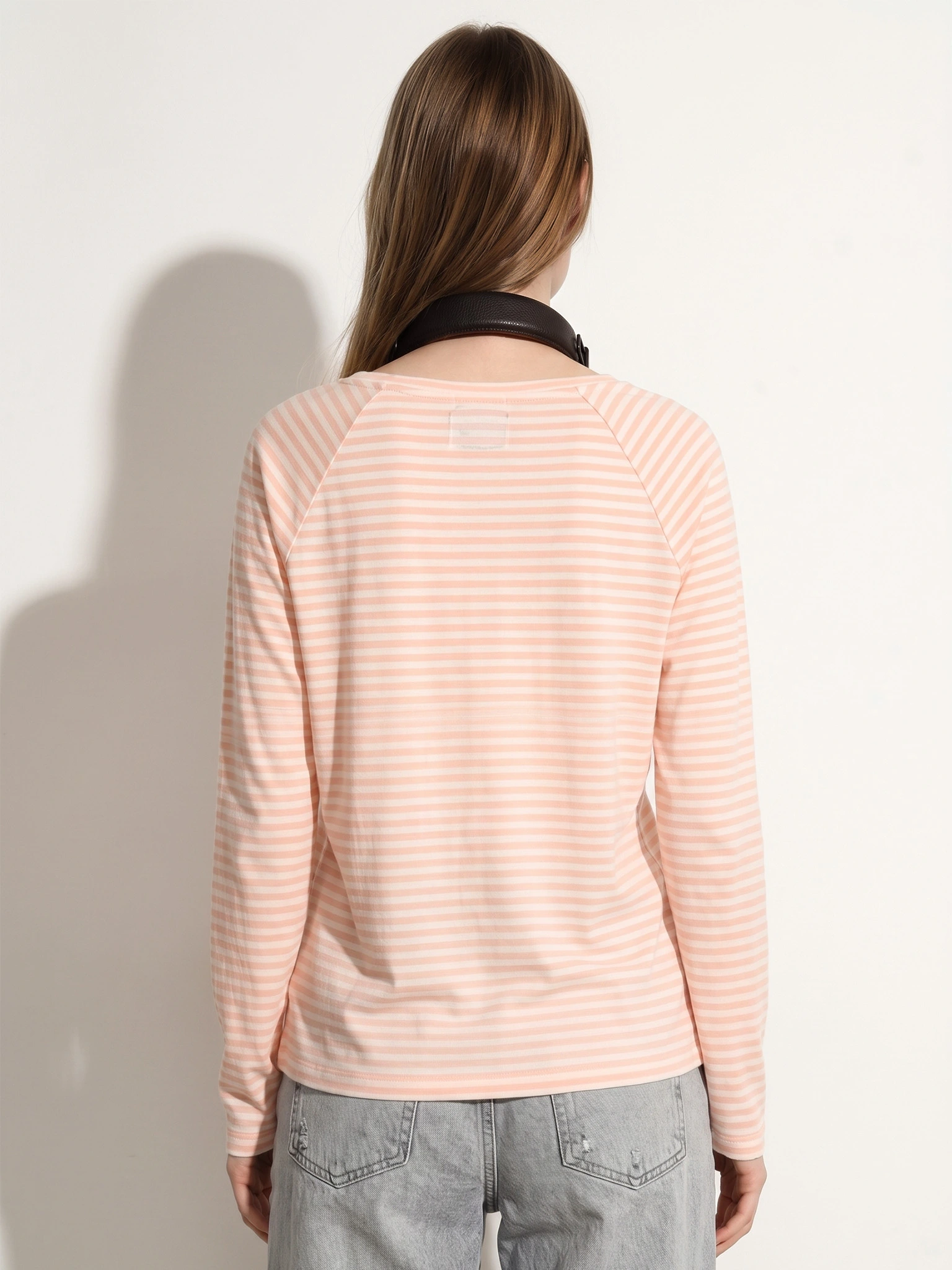 Лонгслив в розовую полоску из хлопка